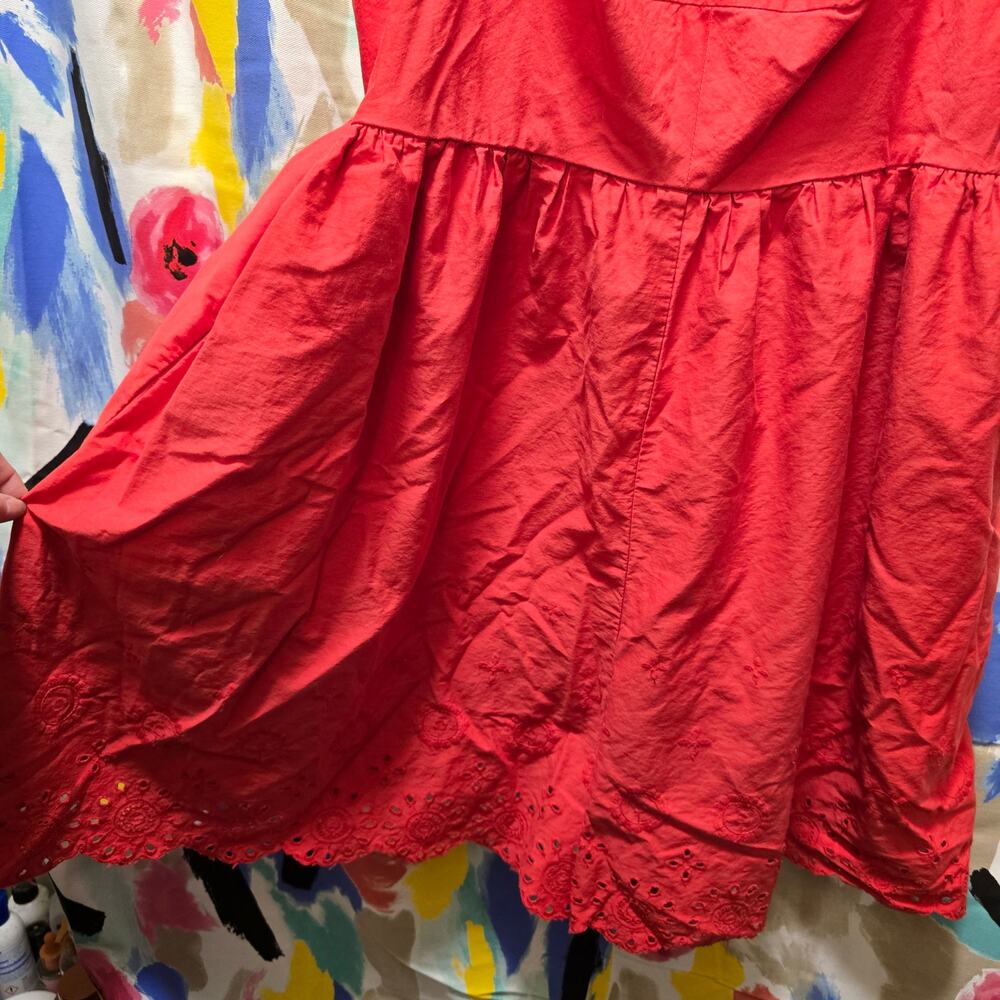 Maeve Anthropologie red sleeveless eyelet embroidered wide leg romper large - Picture 2 of 13